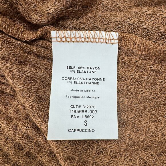 LUSH Waffle Knit Babydoll Peplum Top Womens S Brown Tan Long Sleeve Coquette - Picture 9 of 13